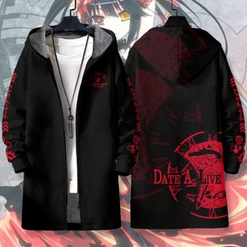 DATE A LIVE Hooded Wind Coat Anime Tokisaki Kurumi Casual Cosplay Women Men Mid-Length Jacket Fashion Autumn Winter Tops Outwear
