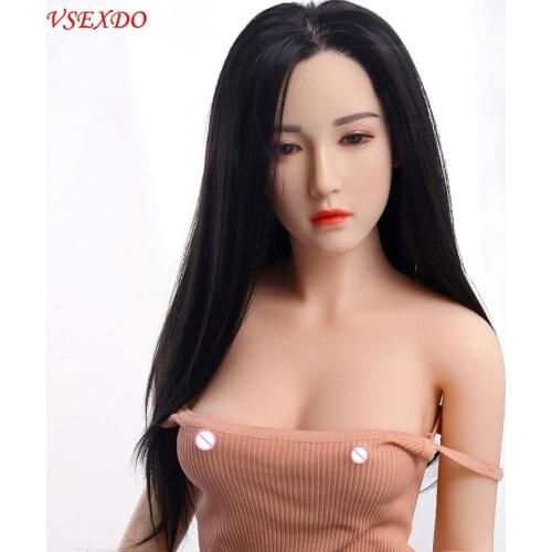 VSEXDO Girls 160cm Silicone Head Sex Doll Realistic Implanted Hair Anime Love Dolls for Men Life Size Breast Vagina Anus Sex Toy