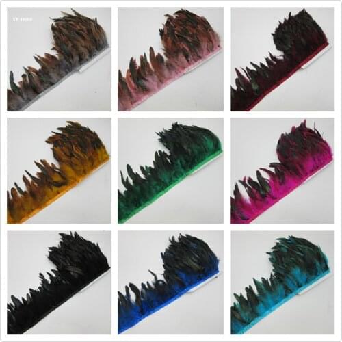 YY-tesco 1 Meter 10-15CM Chicken Cock Feathers Trim Cloth Sideband Rooster Tail Feather Trims Clothing Wedding Decoration