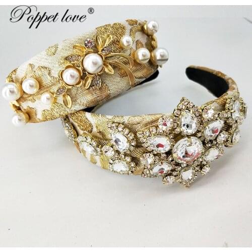 Rhinestone Womens Girls Lace Elastic hair band with Rhinestones 2019 Sweet Pearl Hairpiece in chignon dropship accessories