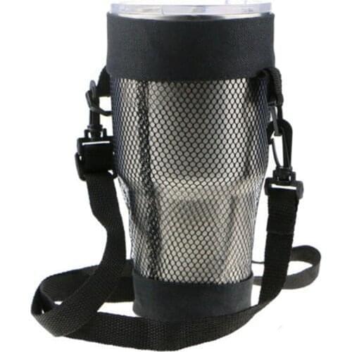 Mug Cup Holder Bag Bottle Carry Mesh Net Bag Hiking Walking Strap Pouch Portable