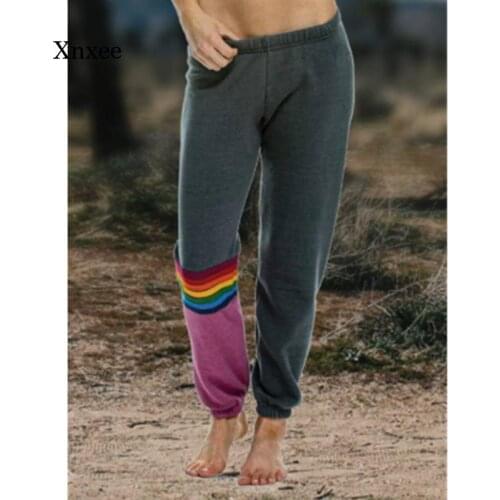 2021 Spring and Summer Womens High Waist Striped Printed Solid Color Sweatpants Fashion Streetwear Trousers