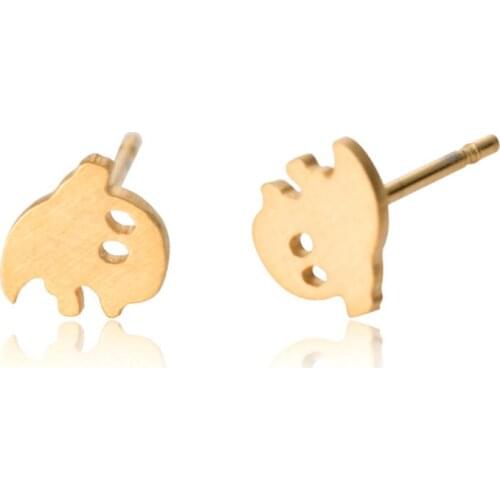 Women Earrings Bar Statement Jewelry Stainless steel Cute Ghost Design Stud Earring Gold and Silver Earrings for Ladys brincos