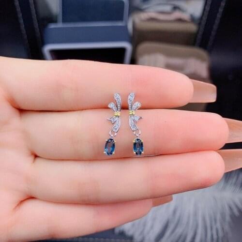 New Natural Topaz Earrings 925 Silver T Square Diamond Womens Earrings Elegant Design