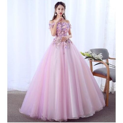 Quinceanera Dress 2020 New Gryffon Elegant Boat Neck Party Prom Formal Ball Gown Sweet Floral Print Vestido De Quincenera