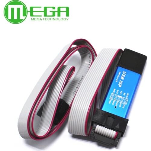 1PCS USBISP AVR Programmer + 1PCS standard download cable , USB ATMEGA8 ATMEGA128 Support Win7 64K with Cover