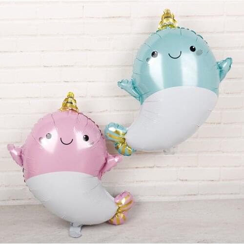 1pcs Narwhal Foil Balloons Childrens Ocean Birthday Party Decoration Macaron Romantic Wedding Ballon Baby Shower Globos Kid Toy