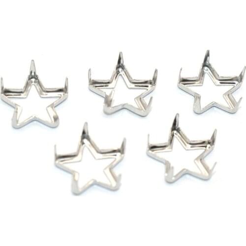 100pcs Metal Star-Shaped Claw Spike Star Nail Hollowed Out Claw Studs Rivets Spike Nailheads Rivets For DIY Jacket Bags Belts