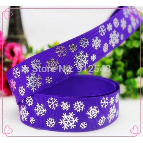 1410817,7/8 '' 22MM Christmas snowflake silver hot Printed grosgrain ribbon, DIY handmade materials, headwear accessories