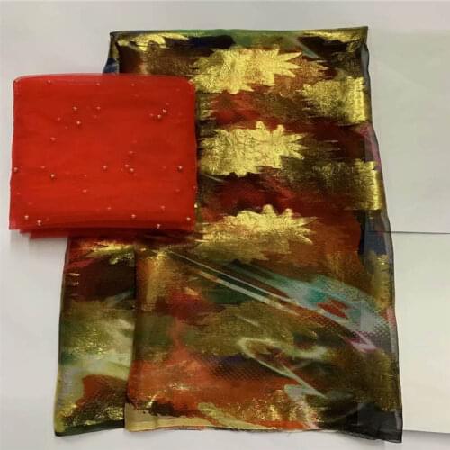 2020 Latest High Quality African Metal Silk Fabric 5+2 Yards Chiffon African Silk Fabric For Ladies Party Clothing!LXF10101811