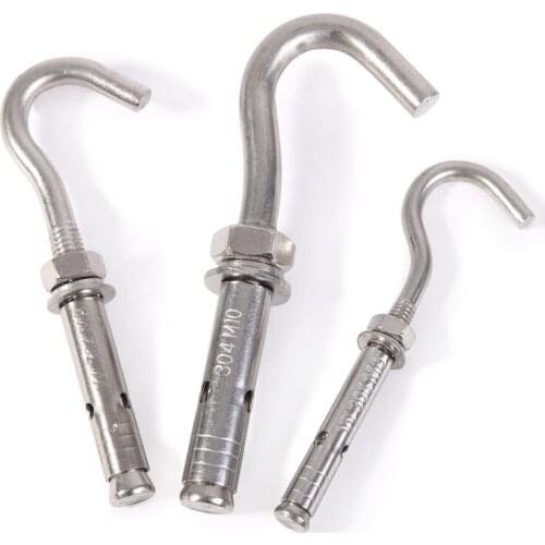 304 Stainless Steel Expansion Screws Hooks Eye Bolt Open Anchor Hook For Basket Ceiling Fan Hanging M6 M8 M10