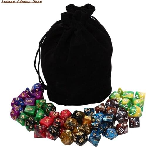 49pcs Polyhedral Dice DnD Dice Double Colors Dice with Pouch for DND RPG MTG Games D4 D6 D8 D10 D% D12 D20