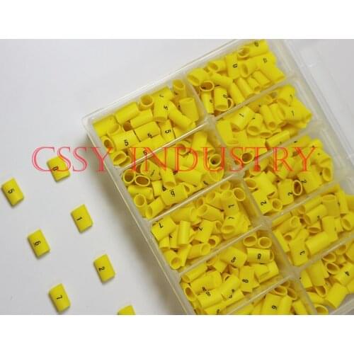 500PCS 6mm2 EC-3 cable marker 0-9 different number colorful mixed cable label in cable sleeves total cutting