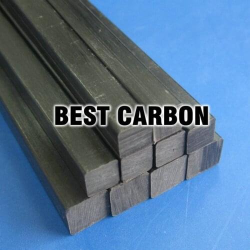 8mm x 1000mm Pultruded Square Solid Carbon Fiber Rod