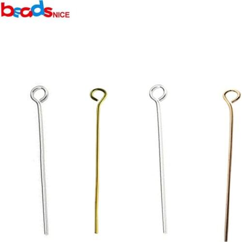 Beadsnice 925 sterling silver headpins diy jewellery fitting 50x0.5mm hole appox 1.5mm eyepins findings earring making ID 29465