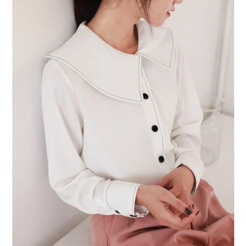Free shipping woman feminina Womens vintage blouse fashion clothes 2020 spring white long sleeve chiffon shirts female D0056