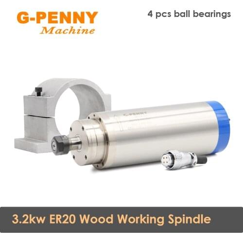CNC 3.2kw ER20 Water cooled spindle Wood working 3.2kw updated water cooling spindle motor for CNC & 100mm Spindle Bracket