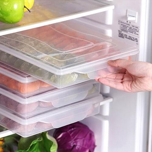 Home Kitchen Food Container Frozen Dumpling Storage Box Refrigerator Fresh-keeping Tray Refrigerator Transparent Dumpling Tray