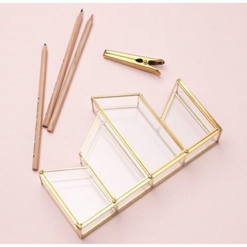 Hot Transparent Glass Makeup Brush Storage Box Cosmetics Container Ring Pencil Lipstick Holder Make Up Brushes Organizer