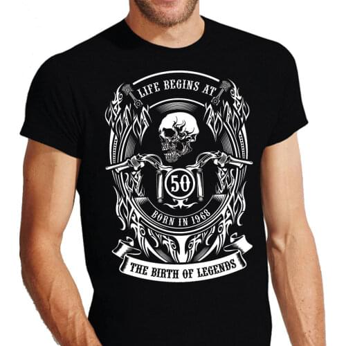 Famous Brand Brand High-Quality Totenkopf Skul Biker T-Shirt 50 Geburtstag 68 1968 50 Jahre Fifty Birthday Mcnovelty T-Shirt