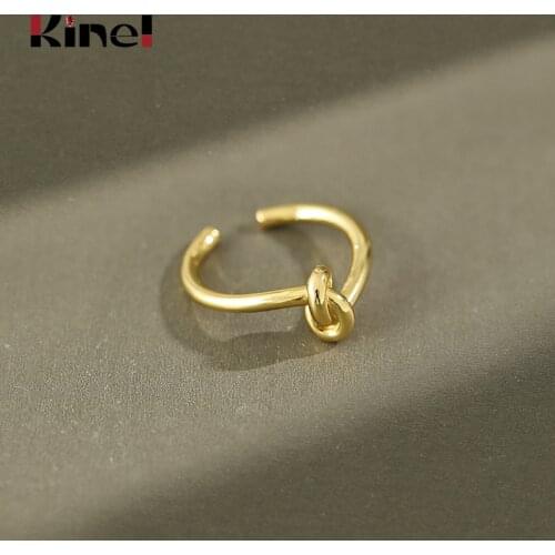 Kinel Genuine 925 Sterling Silver Knot Rings for Women Girls 18K Gold Jewelry Birthday Gift for Best Friend bijoux