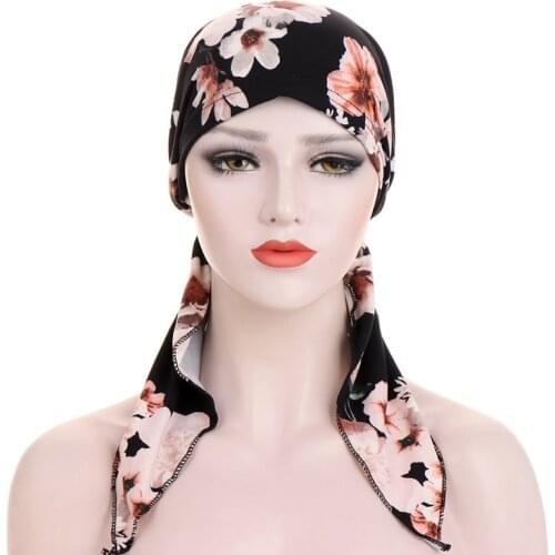 Fashion Stretch Floral Caps Headwear Lady Leopard Headdress Floral Print Turban Hats Women Soft Headpiece Elastic Hair Scarf