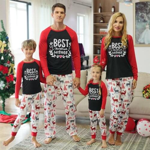 New Year Family Matching Outfits Deer Father Mother & Kids Pajamas Sets Mom Baby Mommy and Me Xmas Clothes Tops+Pants Christmas
