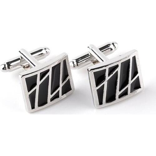One pair popular 1.8cm alloy with black enamel mens fashion French style cuff links xyc146