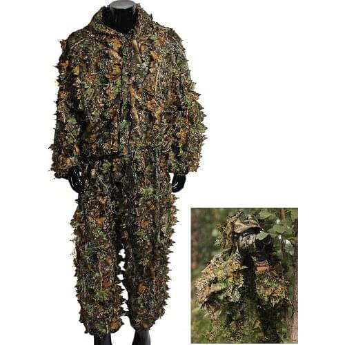 Hunting Clothes Ghillie Suits Maple Leaf Hooded 3D Bionic Training Uniform Military Sniper Cloak Camouflage Birdwatch Clothing