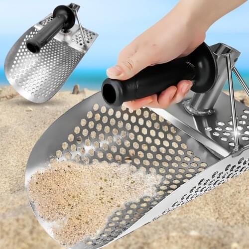 Sand Scoop for Metal Detecting Stainless Steel with Hexahedron 7Mm Holes for Beach Treasure Hunting Shovel Hunting Tool