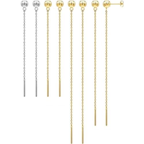 Simple Stainless Steel Long Chain Bar Drop Earrings For Women Line Thread Threader Dangle Earring Hip Hop Jewelry Best Gift