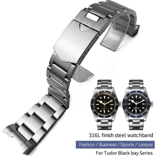 22mm High Quality 316L Stainless Steel Watchband Fit for Tudor Heritage Black Bay Pelagos Silver Bracelets Solid Watch Strap