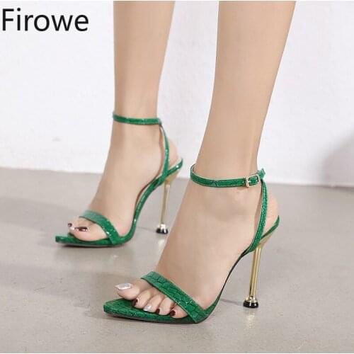 Firowe Women Ankle Strap High Heels Sandals Pointed Toe Female Party Shoes Zapatos De Mujer Tacon Cuadrado Gladiator Sandals
