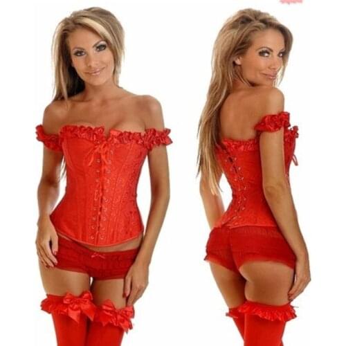 Sexy floral overbust corset vest bustier corset tops for women with sleeves lace up brocade shoulder strap corselet 1212