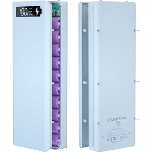 Detachable 10*18650 Battery Case Power Bank Shell Dual USB LCD Display Support Quick Charger Battery Holder Charge Storage Box