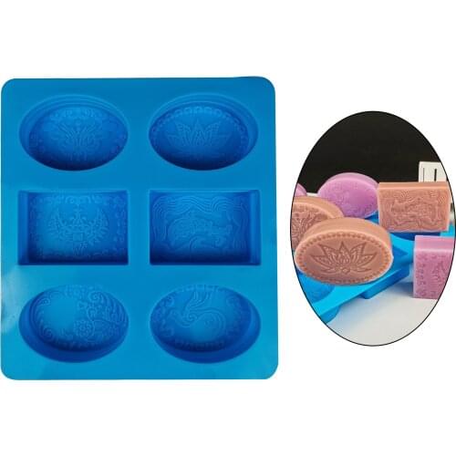 Silicone Soap Molds Rectangle & Oval 6-Cavity Silicone Molds for Pudding Muffin Loaf Brownie Cornbread Loaf Soap Molds