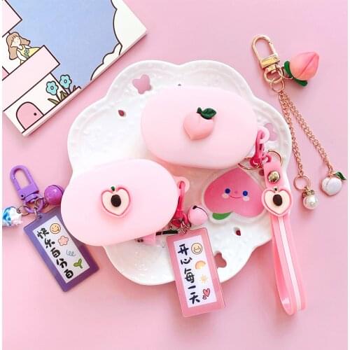 Cute Peach Silicone Cover for Xiaomi Redmi AirDots 3 Case for Mi AirDots3 Case TWS Wireless Bluetooth Earphone Charging Case Box