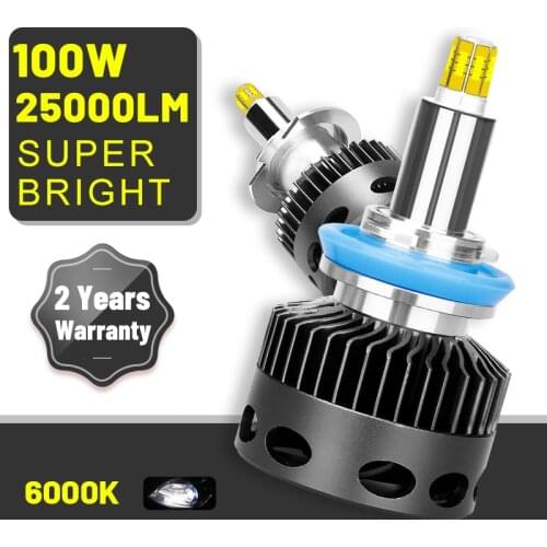 Carlitek H1 LED Headlight D1S D2S D3S D4S H7 H11 H8 H9 9005 9006 HB3 HB4 Canbus 25000LM 360 Degree CSP Chips 100W 6000K 12V 24V