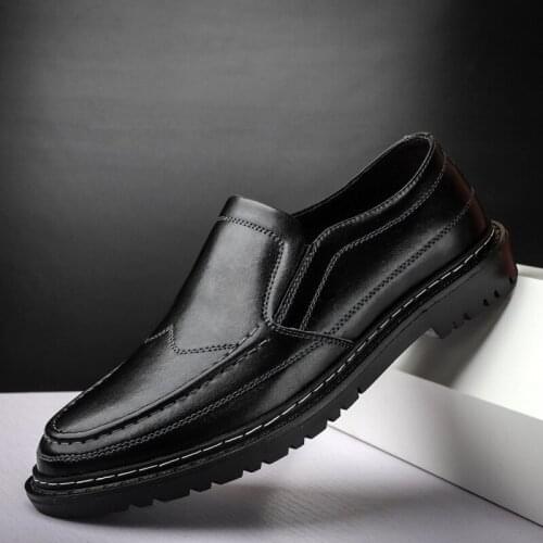 Casual Leather Shoes Slip Men on Lazy Loafers Business Office Work Shoes for Male Anti-slip Driving Shoes Boat Shoes
