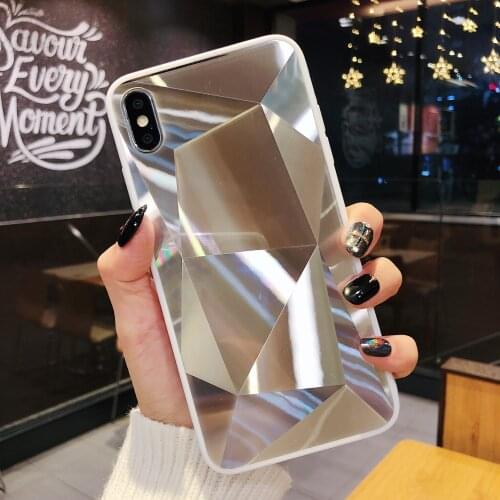3D Diamond Jelly Mirror Glitter Case For iphone 7 8 6s 6 plus Cute Soft Shockproof Cover For iphone 12 11 Pro X Xs Max Xr Case