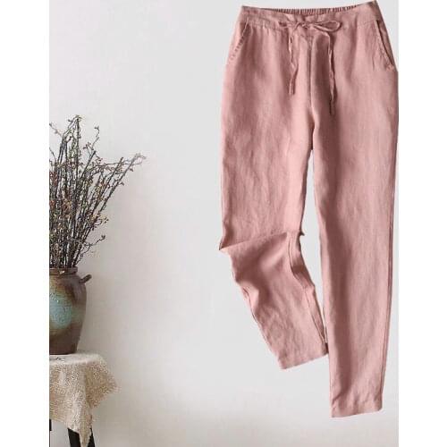 Female Spring Plus Size Clothing Ankle Woman Trousers S-5xl Ladies Casual Streetwear Oversize Cotton Line Pant