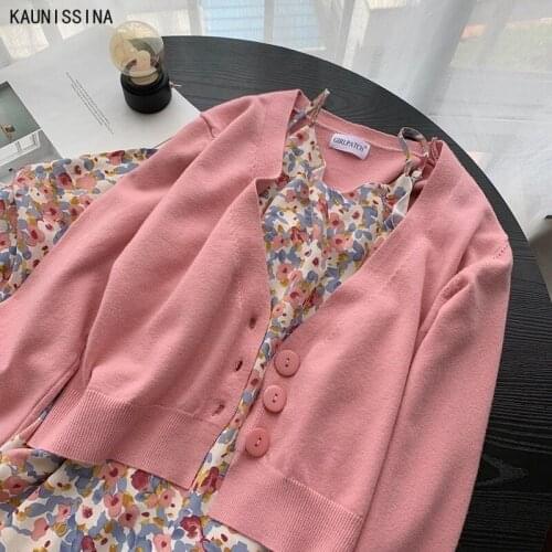 Women Knitted Cardigan Sweater Vintage Long Sleeve Female Outerwear Chic Tops Female Single Breasted Spring Autumn Cardigans