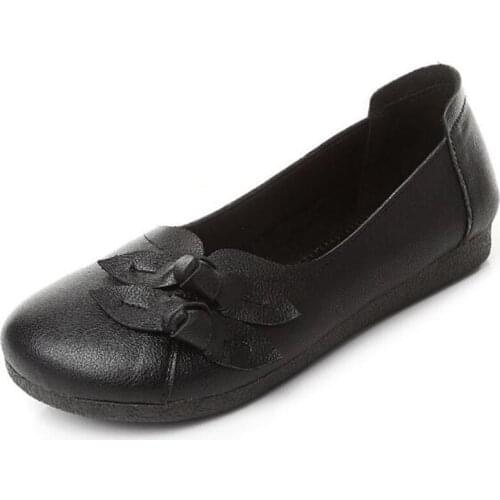 ZXRYXGS 2021 New Women Genuine Leather Shoes Flat Shoes Plus Size Soft Sole Wild Comfortanle Women Shoes Fashion Casual Shoes