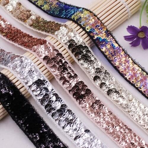 1Yards/Lot Paste Sequin Lace Trim Lace Ribbons Lace Ribbon Embroidery Lace Clothing Accessories Materials Applique Sequin Fabric