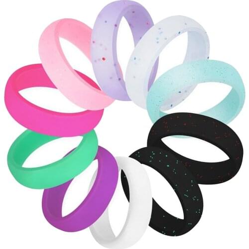 10Pcs 2.7mm Flexible Rubber Silicone Wedding Finger Ring Sports Gym Band