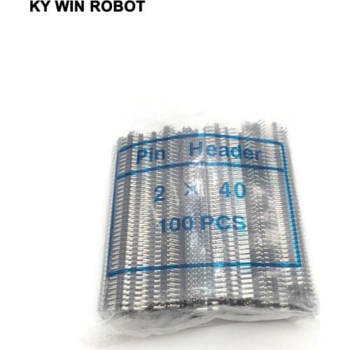100 PCS 2.54mm 2 x 40 Pin copper plated Male Double Row Pin Header Strip Connector 80 Pin