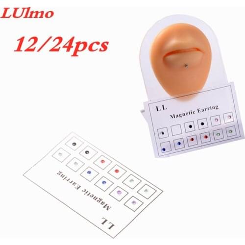 12/24pcs Magnet Ear Tragus Cartilage Lip Labret Stud Nose Ring Fake Cheater Non Pierced Jewelry Magnetic Earring Piercings