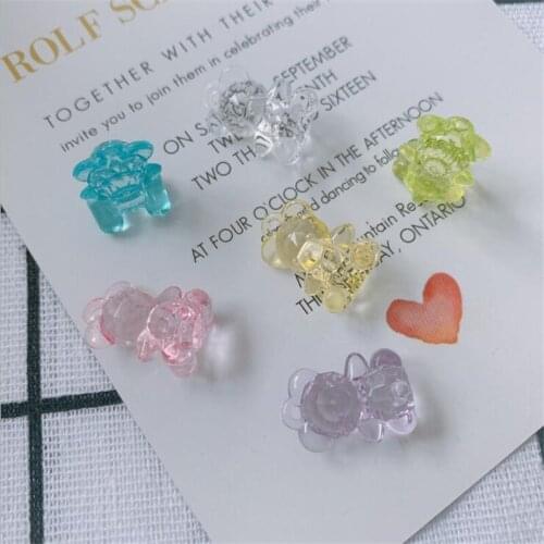 20pcs/lot new creative transparent acrylic bead cartoon bear charms for diy fashion earrings necklace jewelry making accessories