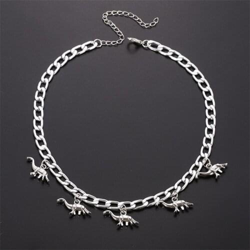 2021 Fashion Vintage Dinosaur Shape Pendant Necklace For Women Egirl Choker Harajuku Goth Kpop Hip Hop Jewelry Party Gift