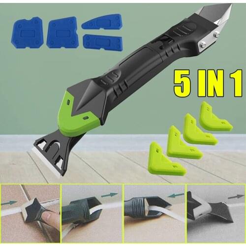 5 In 1 Silicone Remover Caulk Finisher Sealant Smooth Scraper Grout Kit Tools with Seam Tape Plastic Hand Tools Set Accessories